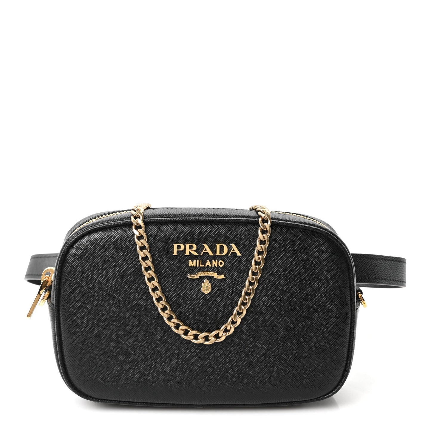 Saffiano Lux Metal Belt Bag Black