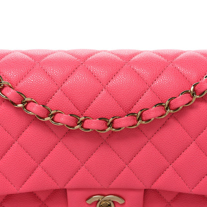 Caviar Quilted Medium Double Flap Pink