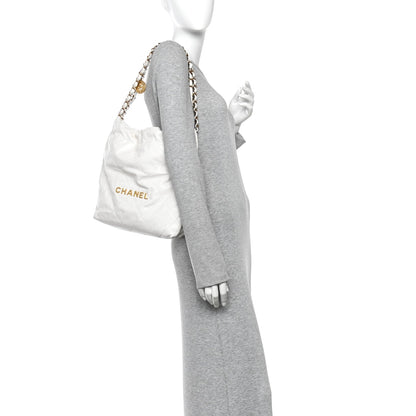Shiny Calfskin Quilted Small Chanel 22 White