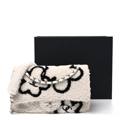 Wool Shearling Medium Single Flap White Black