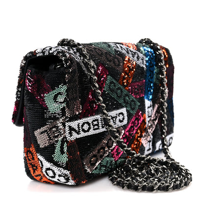 Sequin Logo Small Flap Ruthenium Multicolor