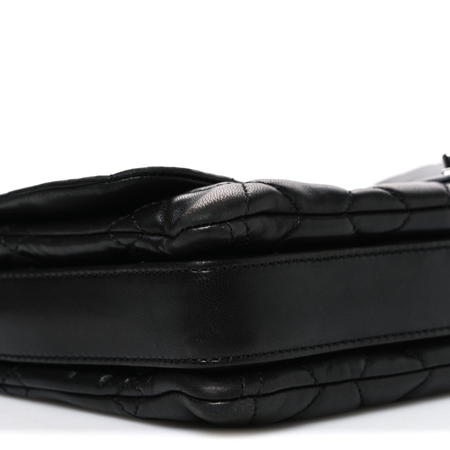 Lambskin Quilted Jumbo 3 Flap Black
