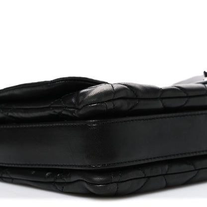 Lambskin Quilted Jumbo 3 Flap Black