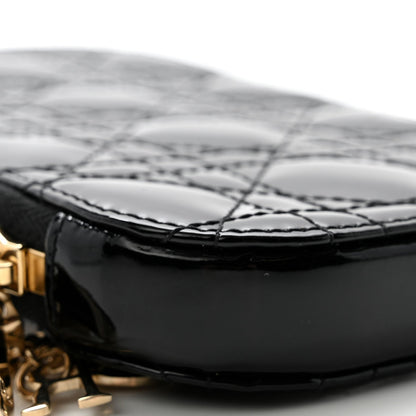 Patent Cannage Lady Dior Phone Holder Black