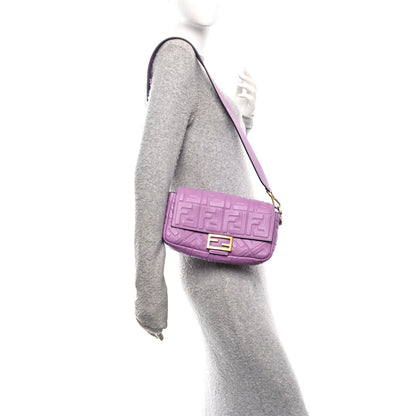 Nappa FF 1974 Embossed Baguette Agapanto
