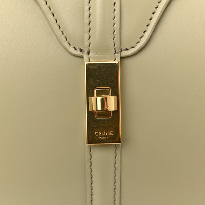 Satinated Calfskin Mini 16 Top Handle Bag Almond Green