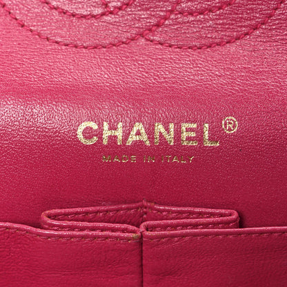 Tweed Quilted Medium Double Flap Fuchsia