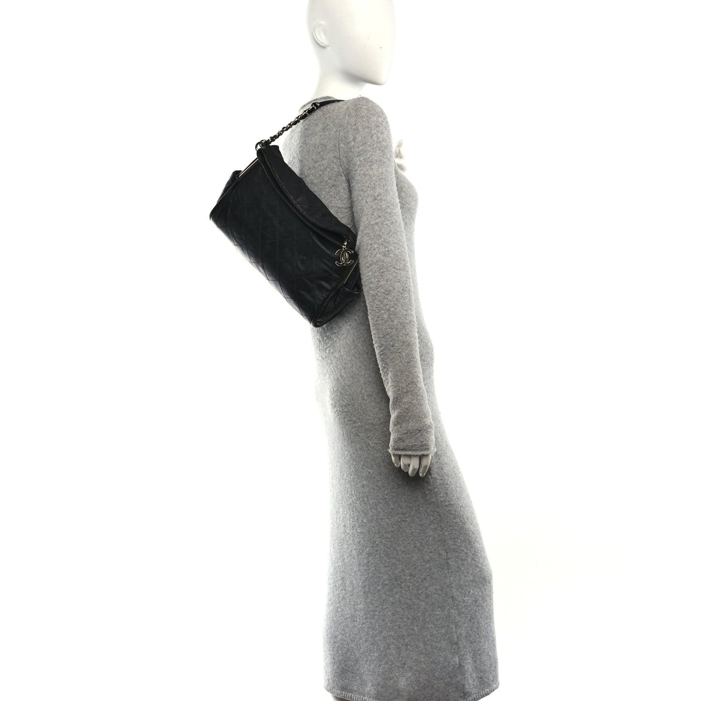 Lambskin Stitched Medium Ultimate Soft Tote Black