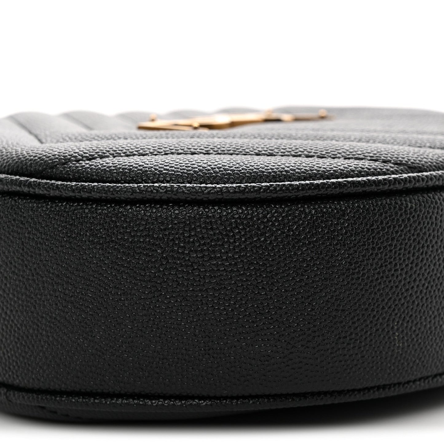 Grain De Poudre Matelasse Chevron Quilted Round Vinyle Camera Bag Black