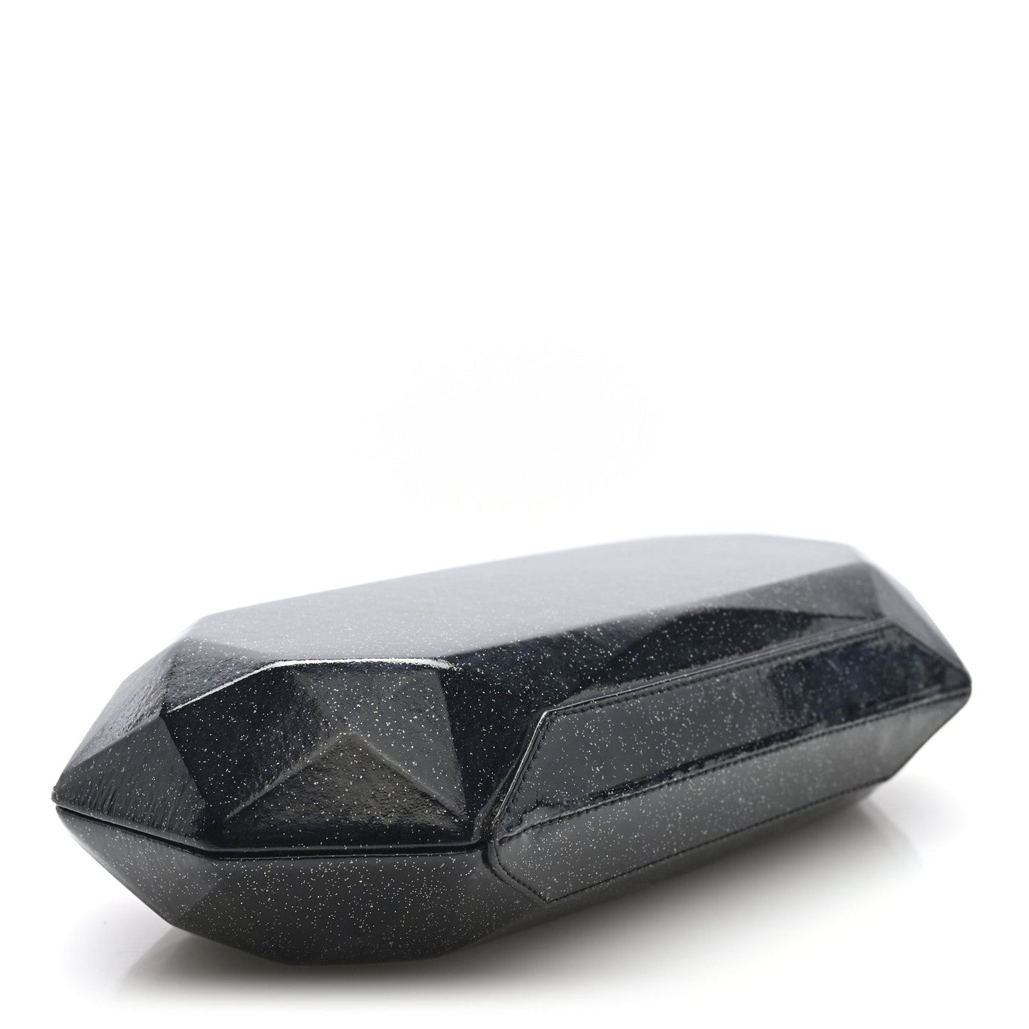 Glitter Vinyl Crystal Clutch Black