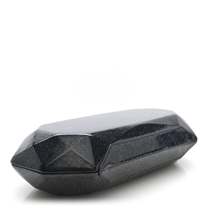 Glitter Vinyl Crystal Clutch Black