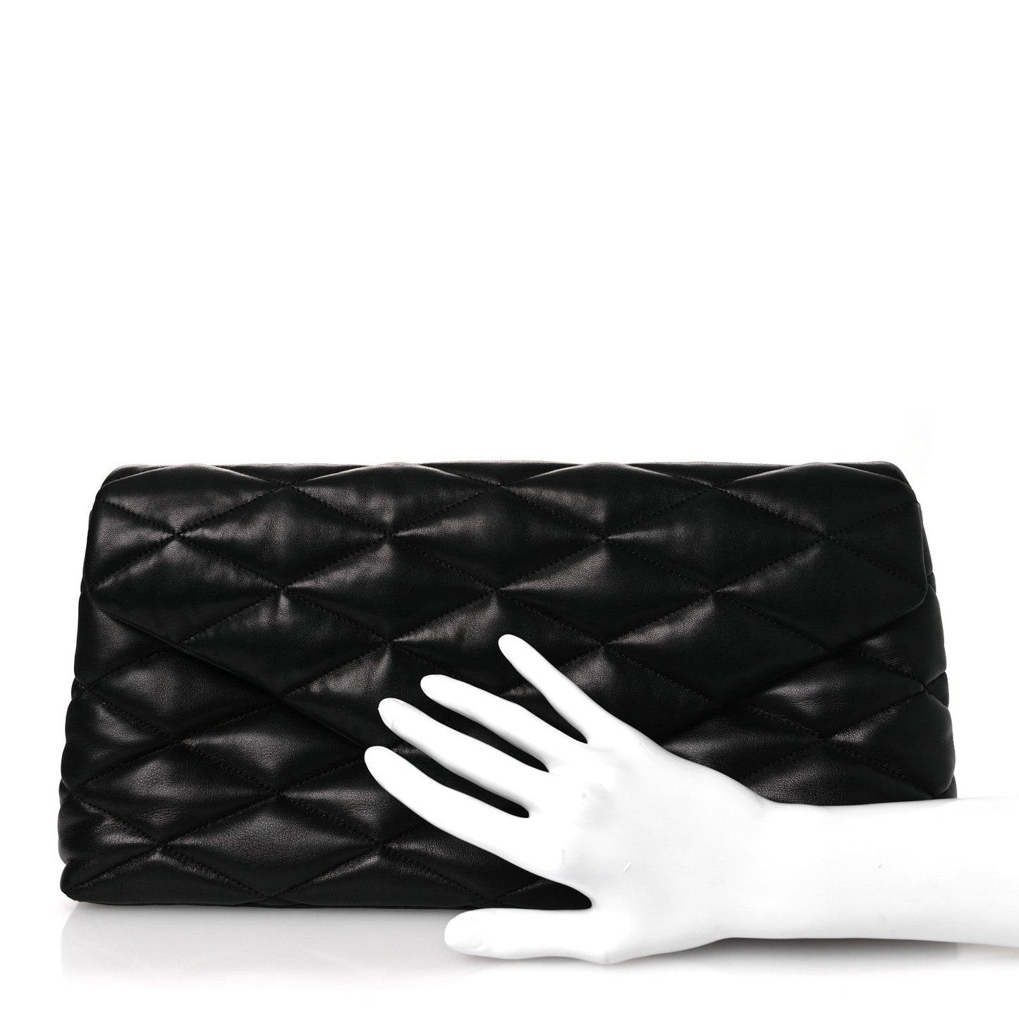 Lambskin Quilted Sade Puffer Envelope Clutch Black