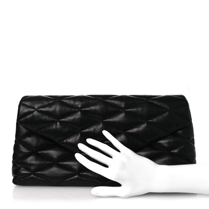 Lambskin Quilted Sade Puffer Envelope Clutch Black