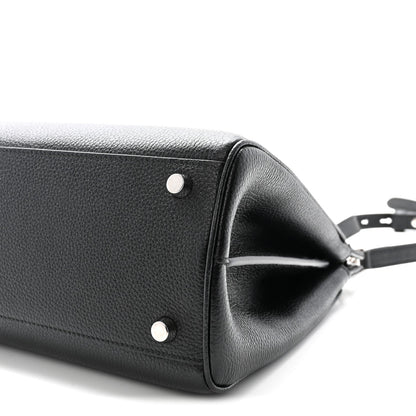 Grainy Calfskin Small Zumi Top Handle Bag Black