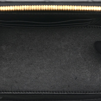 Lambskin Enamel Quilted Small Coco Hearts Vanity Case With Chain Black