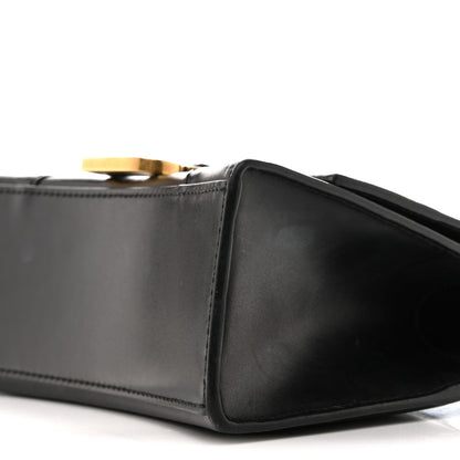 Shiny Box Calfskin Hourglass Top Handle Bag XS Black