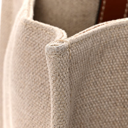 Cotton Calfskin Medium Woody Ribbon Tote White Brown