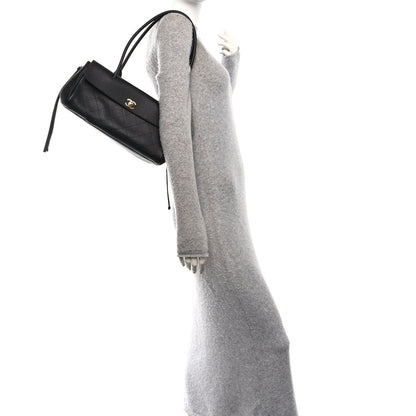Grained Calfskin Stitched Urban Essentials Small Shopping Bag Black