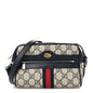 GG Supreme Monogram Textured Dollar Calfskin Web Mini Ophidia Shoulder Bag Beige Blue