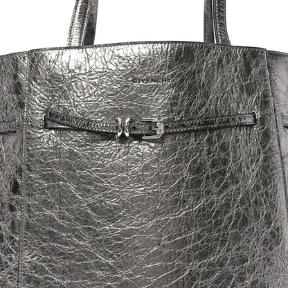Metallic Calfskin Voyou Medium Tote Bag Silver