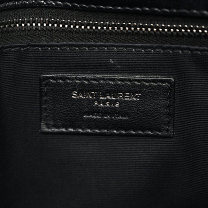 Crinkled Calfskin Matelasse Monogram Medium Niki Chain Satchel Black