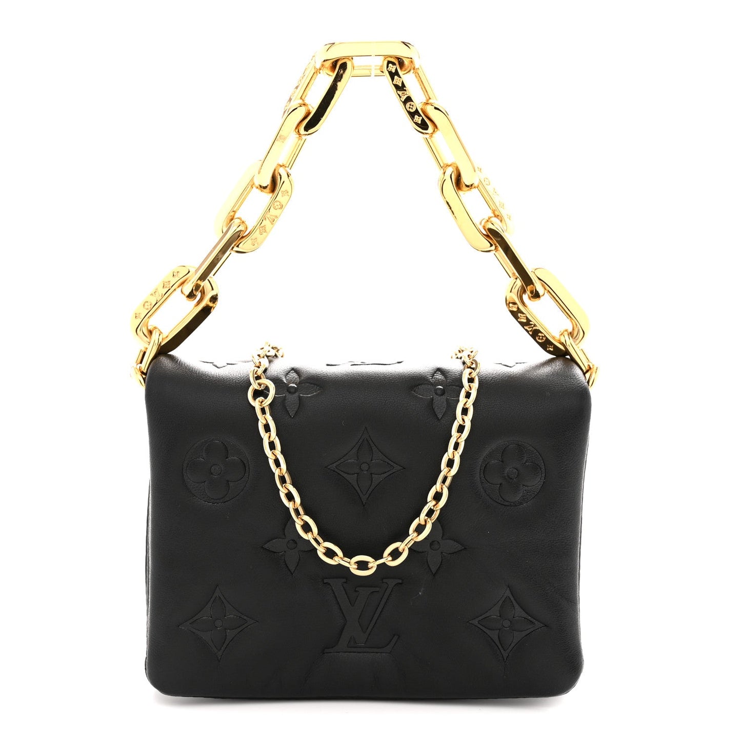 Lambskin Embossed Monogram Coussin Belt Bag Black