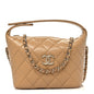 Caviar Quilted Hobo Dark Beige
