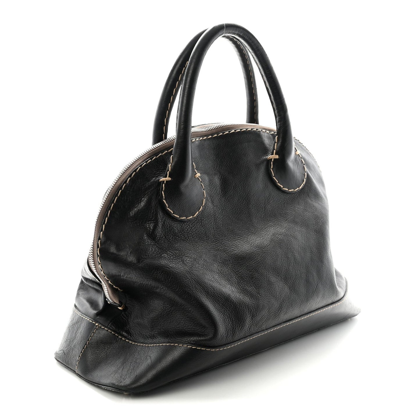 Calfskin Edith Dome Bowler Black