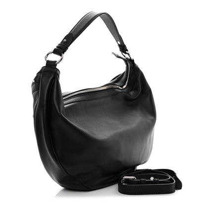 Calfskin Small Repeat Zip Hobo Black