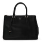 City Calf Hand Stitched Large Galleria Double Zip Tote Black