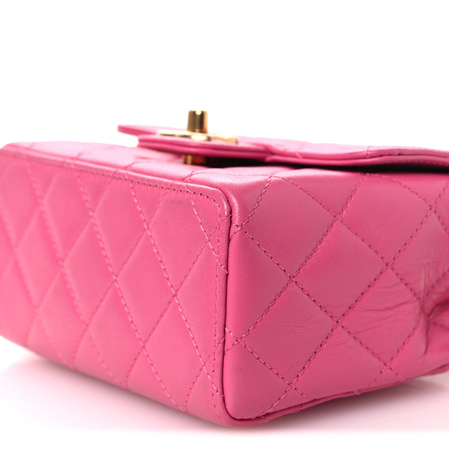 Goatskin Quilted Mini Square Flap Pink