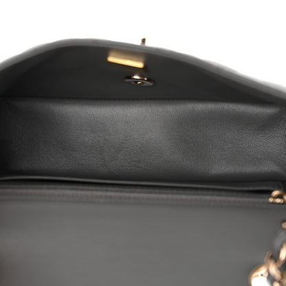 Lambskin Quilted Mini Rectangular Flap Dark Grey
