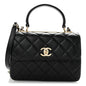 Lambskin Quilted Small Trendy CC Dual Handle Flap Bag Black