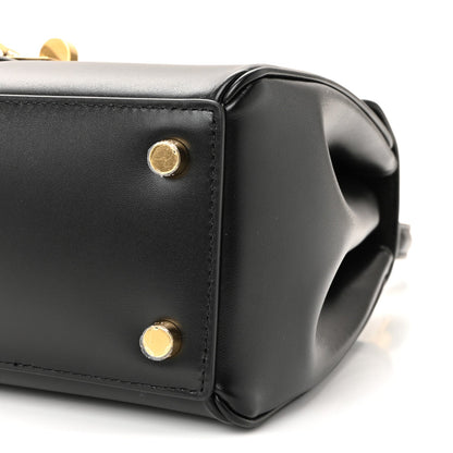 Satinated Calfskin Small 16 Top Handle Bag Black