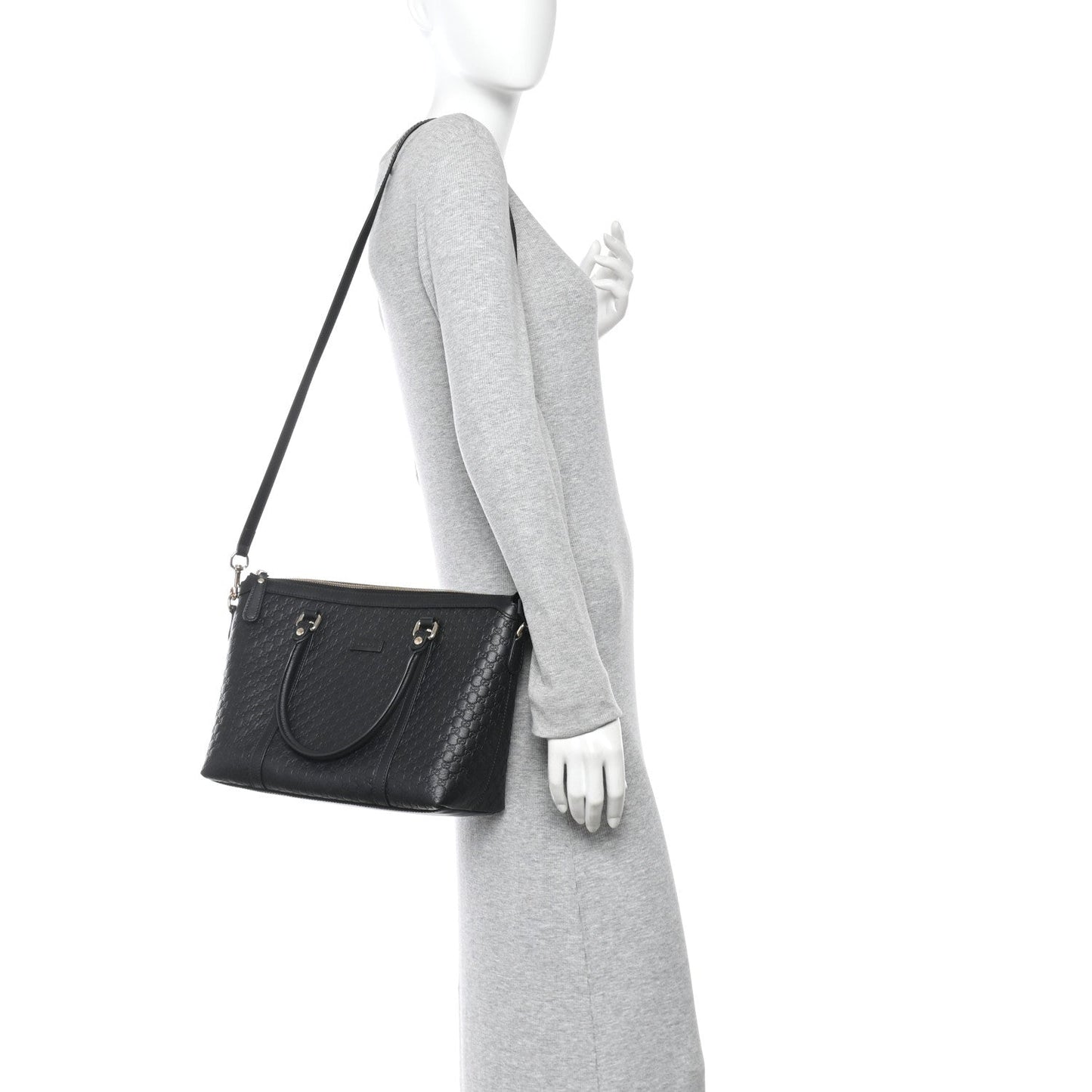 Soft Microguccissima Small Zippered Satchel Black