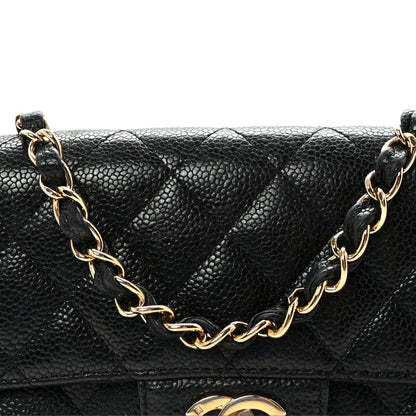 Caviar Quilted East West Flap Black