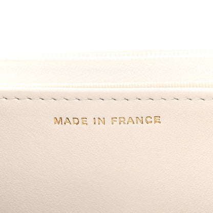 Caviar Quilted Crystal CC Wallet On Chain WOC White