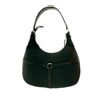 Gucci GG Logo Leather Canvas Shoulder Bag