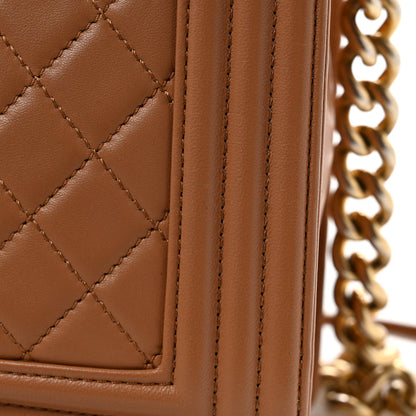 Lambskin Quilted New Medium Boy Flap Dark Beige