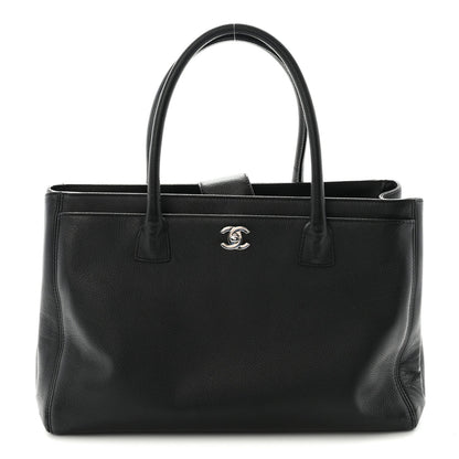 Calfskin Cerf Executive Shopper Tote Black