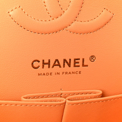 Caviar Quilted Rainbow CC Small Double Flap Orange