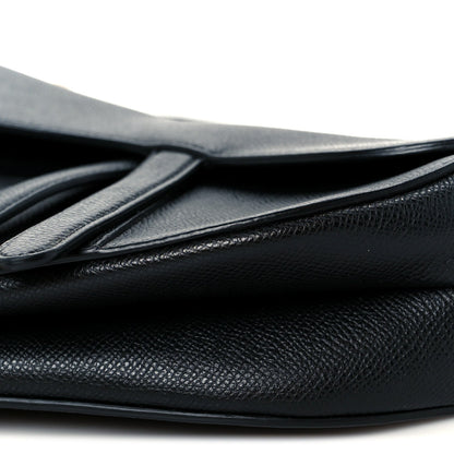 Grained Calfskin Saddle Bag Black