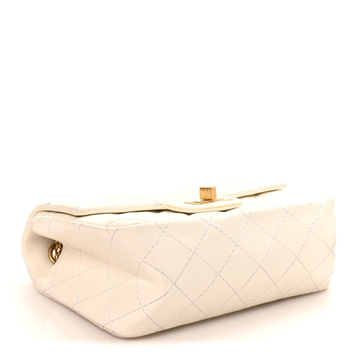 Aged Calfskin Quilted 2.55 Reissue Mini Flap White