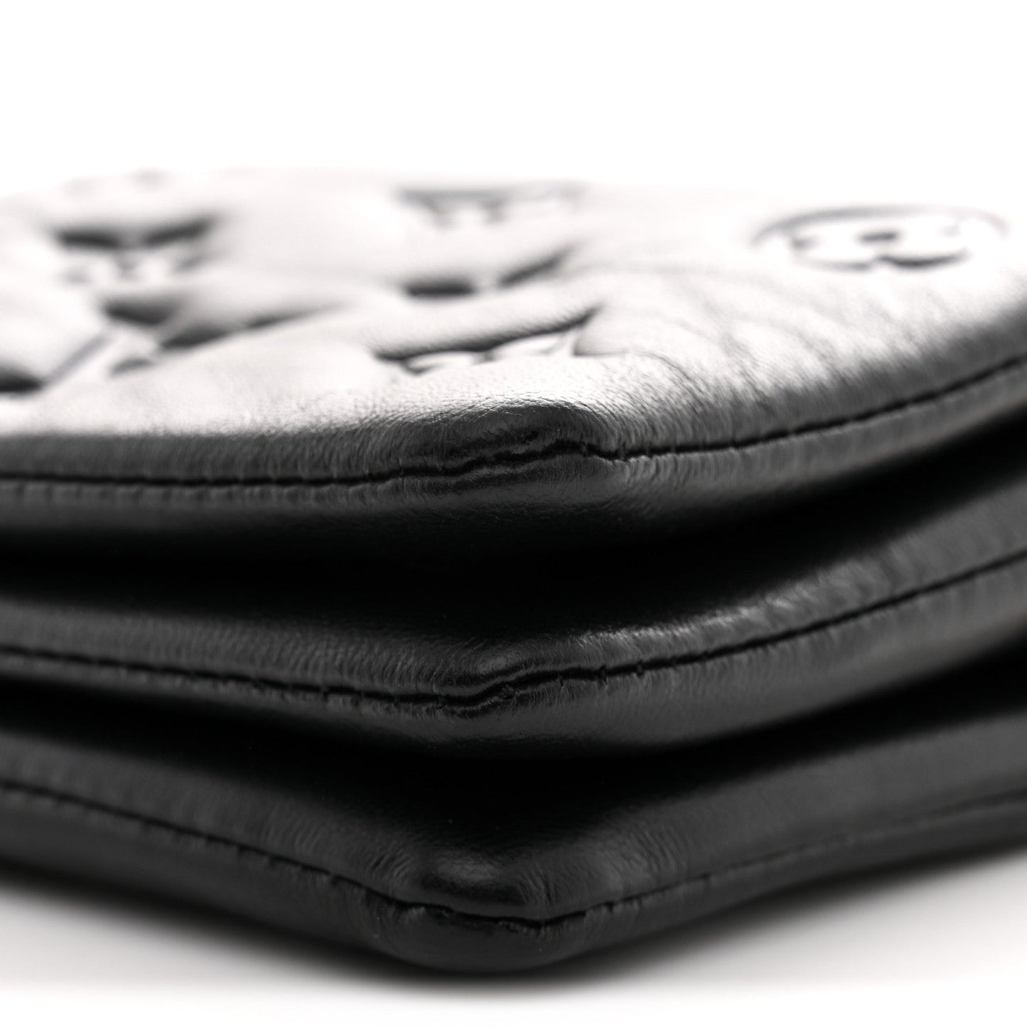 Lambskin Embossed Monogram Coussin Belt Bag Black