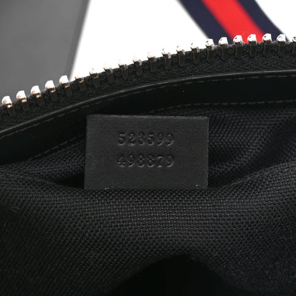 GG Supreme Monogram Web Small Flat Messenger Bag Black Grey