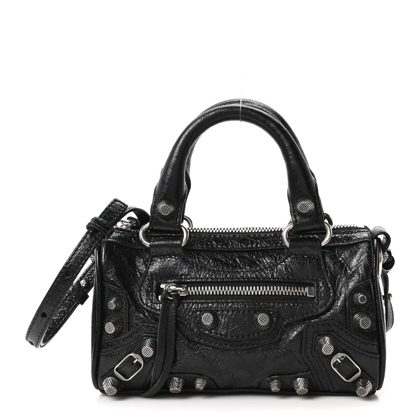 Agneau Arena Crystal Neo Nano Cagole Handbag Black