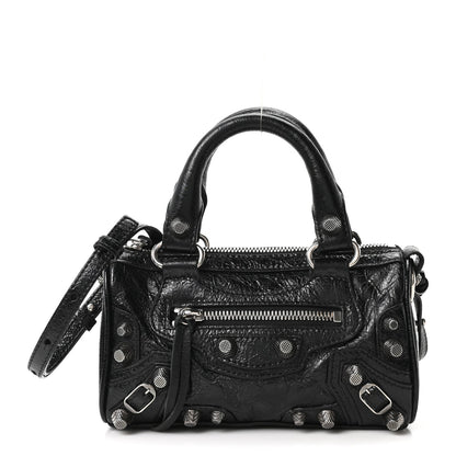 Agneau Arena Crystal Neo Nano Cagole Handbag Black