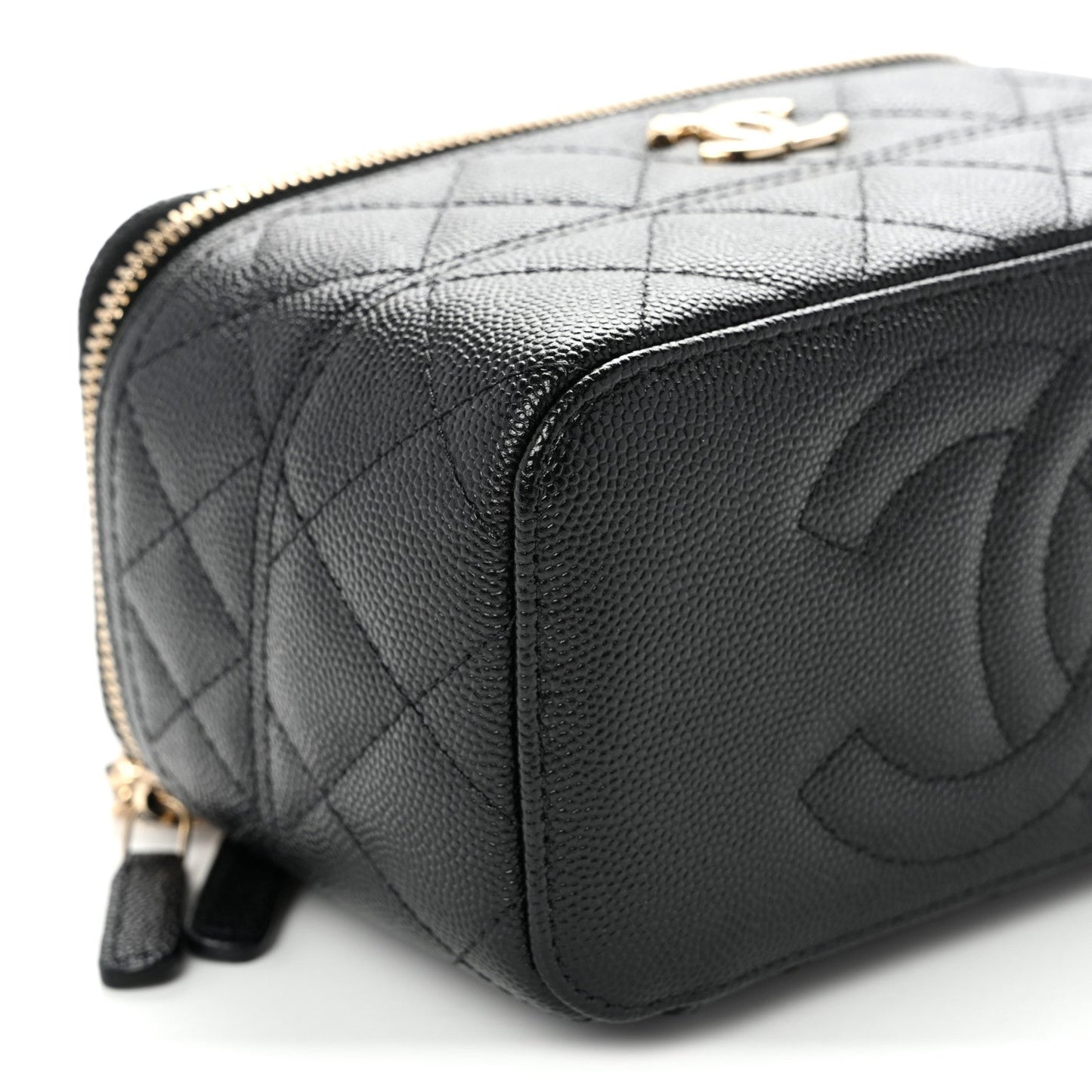 Caviar Quilted Trendy Handle Mini Vanity Black