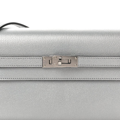 Metallic Chevre Chamkilight Kelly Wallet To Go Argent