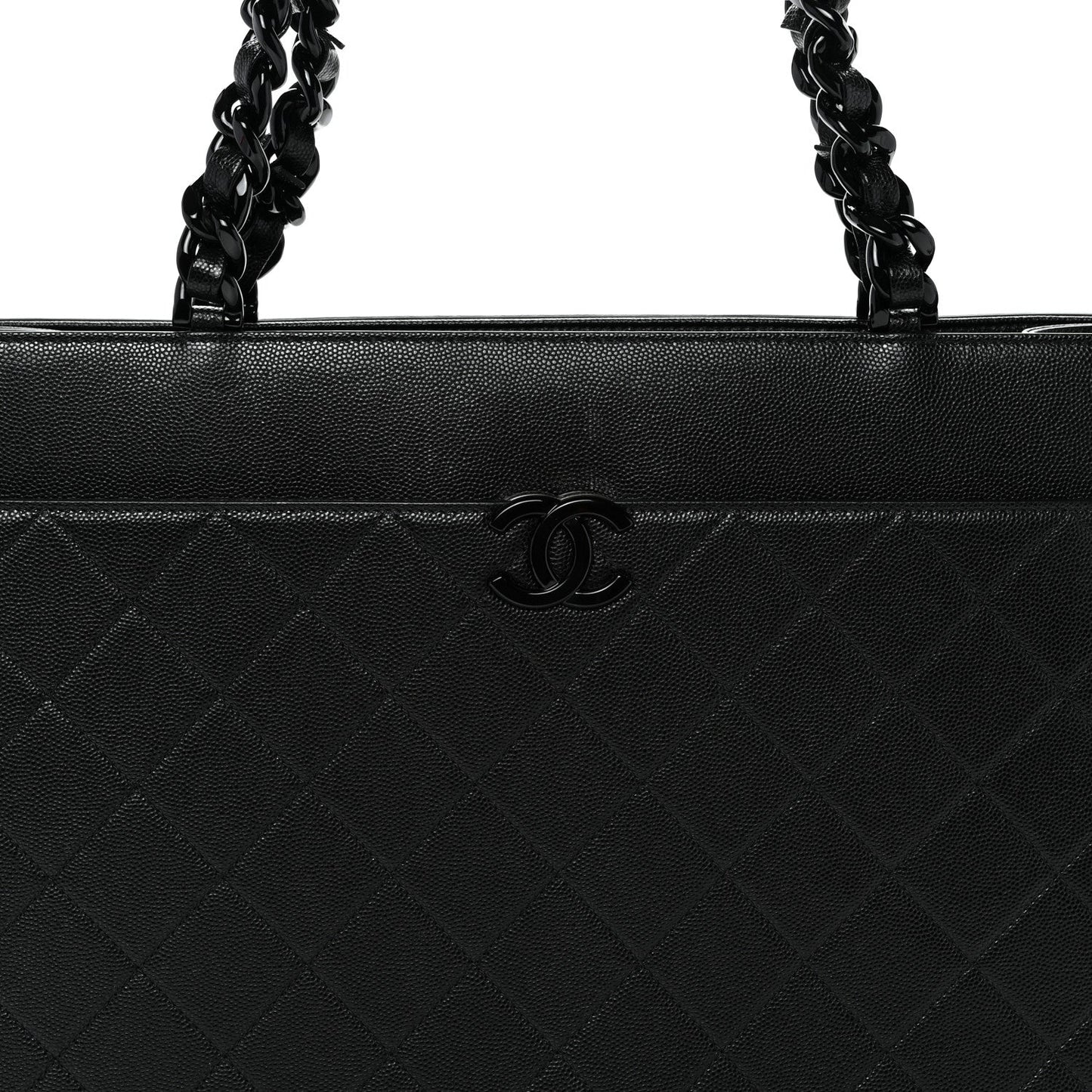 Caviar Quilted My Everything Large Shopping Tote Black
